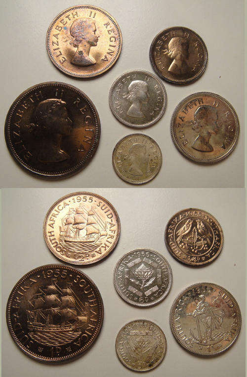 1955 PROOFS:  Complete from Farthing up the Shilling : 2850 minted of each