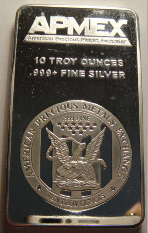 99.9% PURE SILVER BAR  : 10 Troy Ounces (311 Grams)