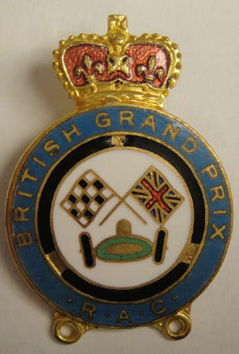 Vintage BRITISH GRAND PRIX Badge in beautiful condition dating from probably the 1950s?