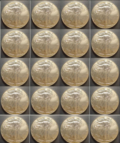 TWENTY 2013 American SILVER EAGLES in Brilliant Uncirculated Condition.