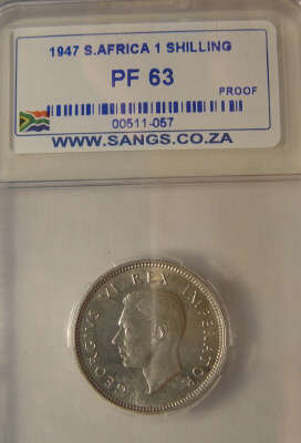 1947 Shilling (1/-): Union of South Africa : SANGS graded PF63