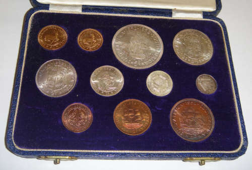 1952 LONG PROOF Set with GOLD Ten Shilling & GOLD Pound (Union of South Africa)