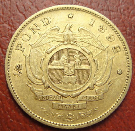 The 1892 GOLD HALF-POND (Double Shaft) of Paul Kruger (Z.A.R.)