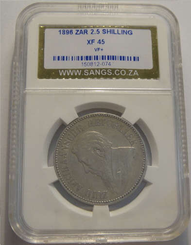 1896 Half Crown (2/6-) Paul Kruger ZAR : SANGS graded XF45