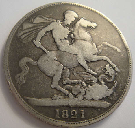 Great Britain : Crown (Silver 5/-) : King George IIII of 1821 (SECUNDO)