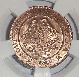 1942 Farthing (Quarter Penny) : Sangs graded MS64 RD