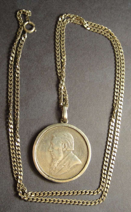 Paul Kruger Z.A.R. Silver Two-Shilling of 1896 set as Pendant with Sterling Silver Chain