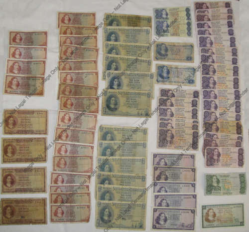 Large Collection of 70 old Jan van Riebeeck bank notes from the previous century