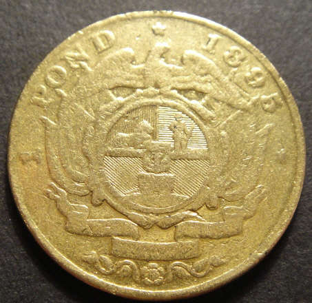 1895 GOLD One Pond : Z.A.R.  Paul Kruger