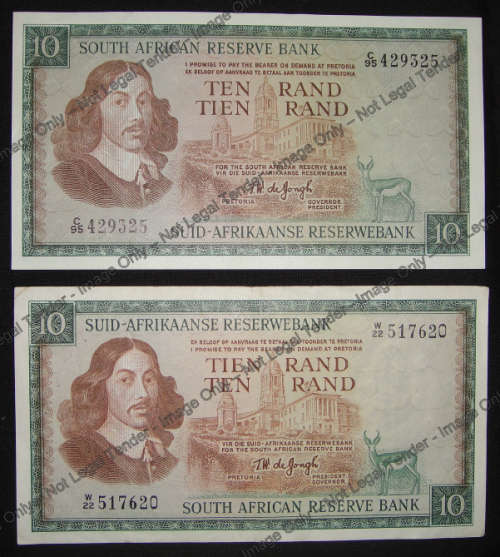 Normal R10 (C95) and Replacement R10 Note (W22) of T.W. de Jongh