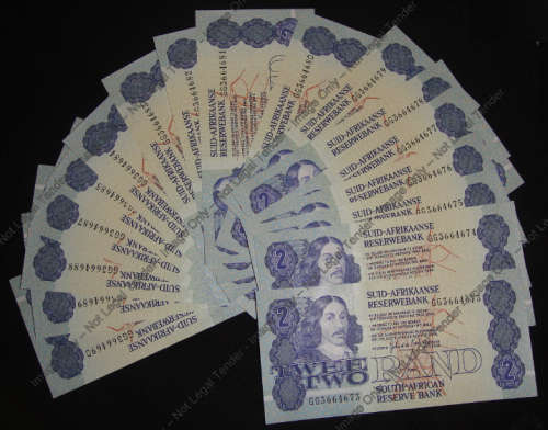 Consecutive Serial Number run of G de Kock R2 notes of 1984