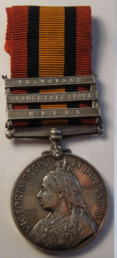 Queens Boer War Medal to Guide F.W.T. Hatley F.I.D.