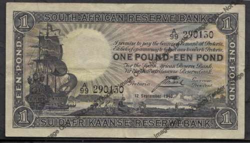 J. Postmus ONE POUND : 12 September 1940 (VG condition)