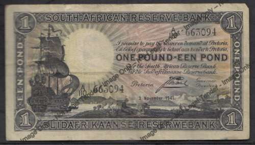 J. Postmus ONE POUND : 3 November 1941 (VG condition)