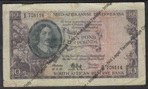 MH de Kock Ten Pound note of 10.8.1955