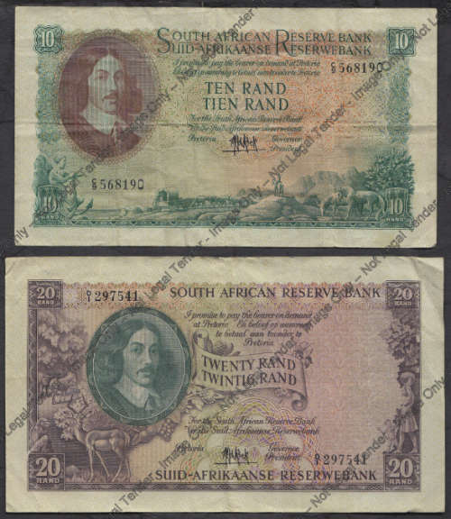MH de Kock (Jan van Riebeeck) Large Denotation Banknote Set of 1961