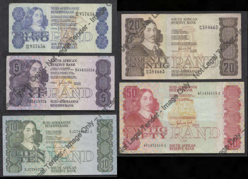 G de Kock complete Jan van Riebeeck Denotation Banknote Set of the 1980s
