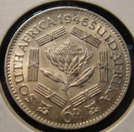 1946 Sixpence (6d) : Union of South Africa