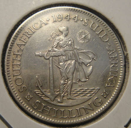 1944 Shilling (1/-) : Union of South Africa  (XF details cleaned)