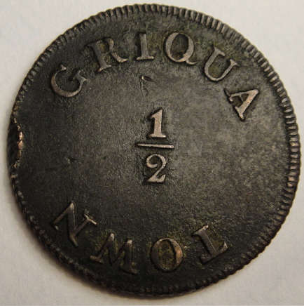 Original GRIQUA HALF-PENCE of 1815 (Catalogues at R27 500 in XF condition)