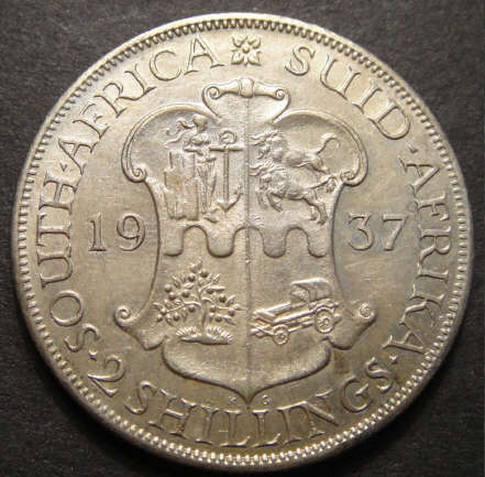 1937 Two-Shilling (2/-) : Union of South Africa