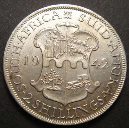 1942 Two-Shilling (2/-): Union of South Africa