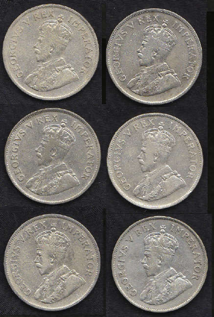 Union of South Africa : HALF CROWN collection of 1925, 1926, 1927, 1928, 1929 and 1930