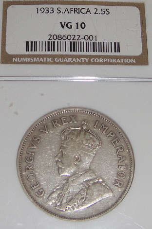 1933 Half Crown (2/6-) : Union of South Africa : NGC graded VG10