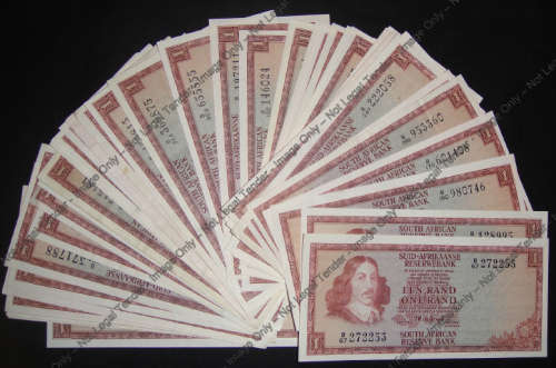 Collection of 43 TW de Jongh B-series R1 notes of 1973 and 1975