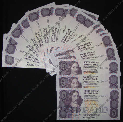 Twenty C Stals R5 notes of 1990 in beautiful condition