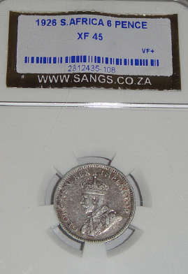 1926 Sixpence (6d) : Union of South Africa : Sangs graded XF45