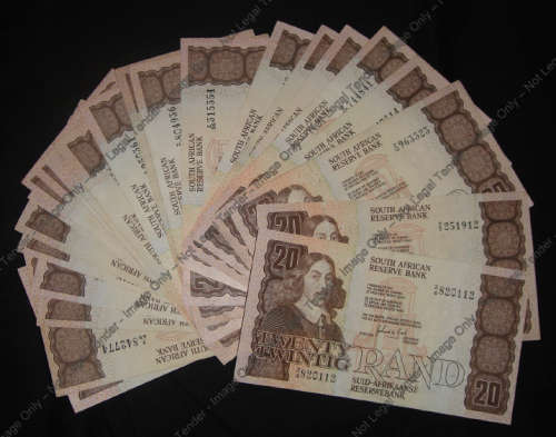 Collection of 24 Gerhard de Kock Z-REPLACEMENT R20 notes of 1981 and 1984