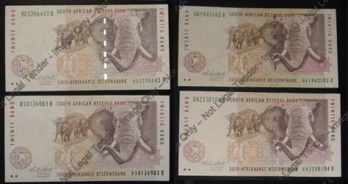 Collection of four C. Stals R20 notes from 1993