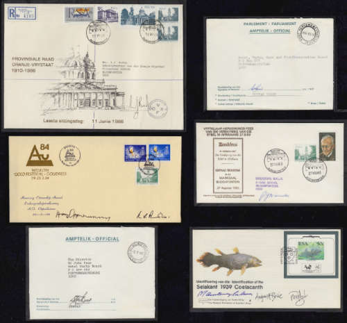 Personally signed First Day Covers and other items of the Republic of South Africa