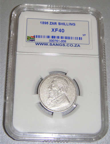 1896 Shilling (1/-) Paul Kruger ZAR: Sangs Graded XF40