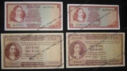 Type Collection of Jan van Riebeeck R1 notes of the 1960s and 1970s
