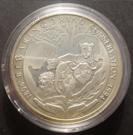 1994 Silver R1 Protea: Wildlife Conservation in South Africa (1894-1994)
