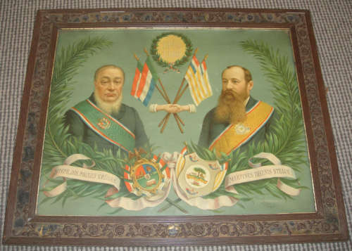 President Paul Kruger (ZAR) and President Martinus Steijn (OFS) 1899-1900 (In Wooden Glass Frame)