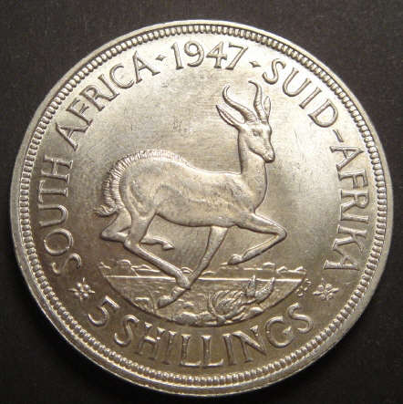1947 Crown (Silver 5/-) of the Union of South Africa (Superb Condition)