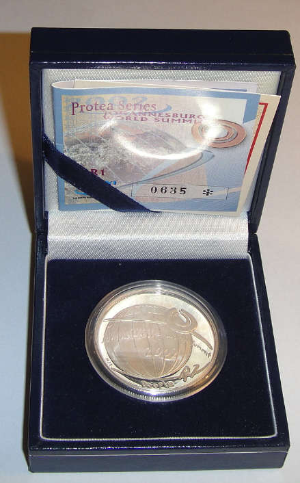 2002 Silver R1 Proof Protea: Johannesburg World Summit