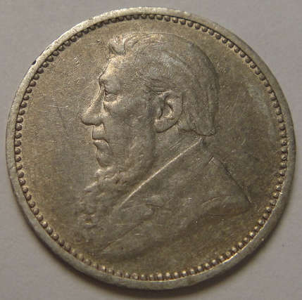 1894 Paul Kruger ZAR Silver Tickey (3d)