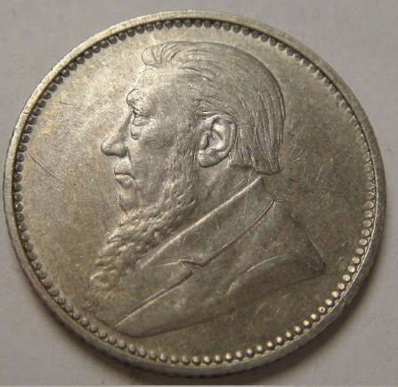 1896 Paul Kruger ZAR Silver Sixpence (6d)