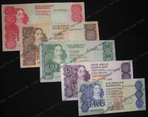G de Kock Banknote set (Jan van Riebeeck) from the 1980s