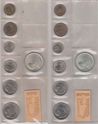 BOTH Afrikaans & English 1969 Uncirculated sets (including the two silver R1 coins)