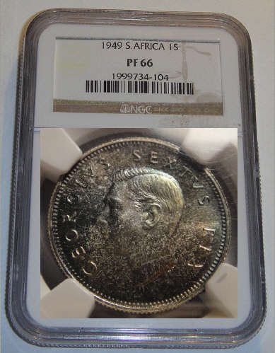 1949 Shilling (1/-) : Union of South Africa: NGC graded PF66 (PROOF)