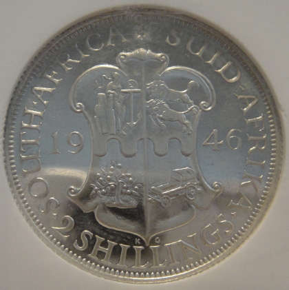 1946 Two-Shilling (2/-) : Union of South Africa: NGC graded PF63 (PROOF)