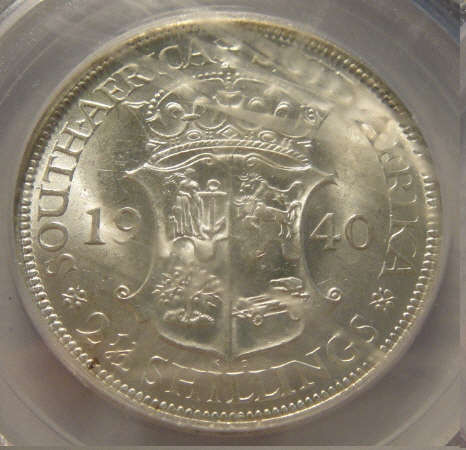 1940 Half Crown (2/6-) : Union of South Africa: PCGS graded MS61 (MINT STATE)
