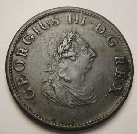 1805 Irish Half Penny of King George III in Beautiful Condition