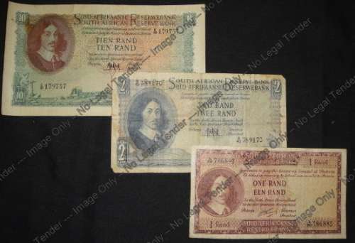 Set of large Jan van Riebeeck Banknotes of 1961 and 1962