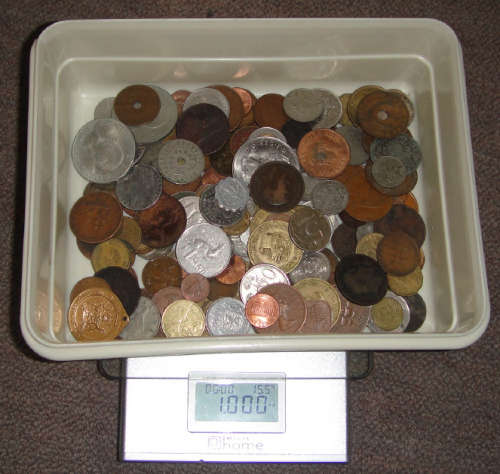 One Kilogram of World Coins, Medallions, Tokens etc.